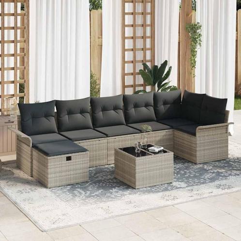 vidaXL Tuinbank Set met kussen met opslag 8 pcs Lichtgrijs, Tuin en Terras, Tuinsets en Loungesets, Nieuw, Verzenden