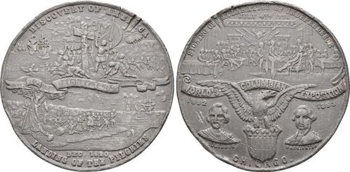 Zinnmedaille auf die Weltausstellung in Chicago 1893 Usa:, Postzegels en Munten, Munten | Amerika, Verzenden