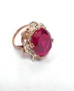 Zonder Minimumprijs - Ring - 9 kt. Roségoud, Zilver Robijn -, Nieuw