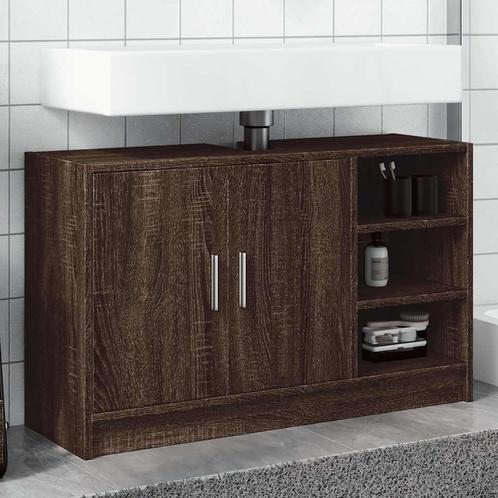 vidaXL Wastafelkast 90x29x55 cm bewerkt hout bruin, Huis en Inrichting, Badkamer | Badkamermeubels, Nieuw, Verzenden