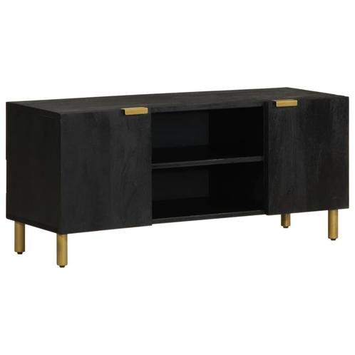 vidaXL tv-meubel 105x33x46 cm bewerkt hout zwart, Huis en Inrichting, Woonaccessoires | Cd- en Dvd-rekken, Nieuw, Verzenden