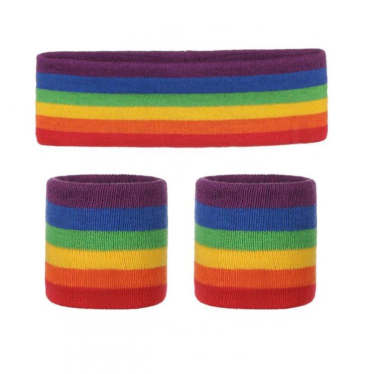 Kind Zweetbandjes Set Regenboog Kinder Hoofdband Polsbandjes, Kleding | Dames, Carnavalskleding en Feestkleding, Nieuw, Ophalen of Verzenden