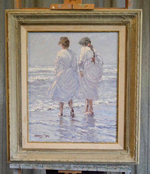 Chris van Dijk (1952) - Impressionist  Pieds nus dans la, Antiek en Kunst, Kunst | Schilderijen | Klassiek