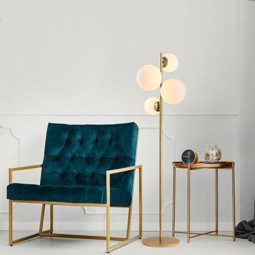 Tweedekans | Fulgor vloerlamp | metalen frame | glazen kap |, Huis en Inrichting, Lampen | Hanglampen, Ophalen of Verzenden