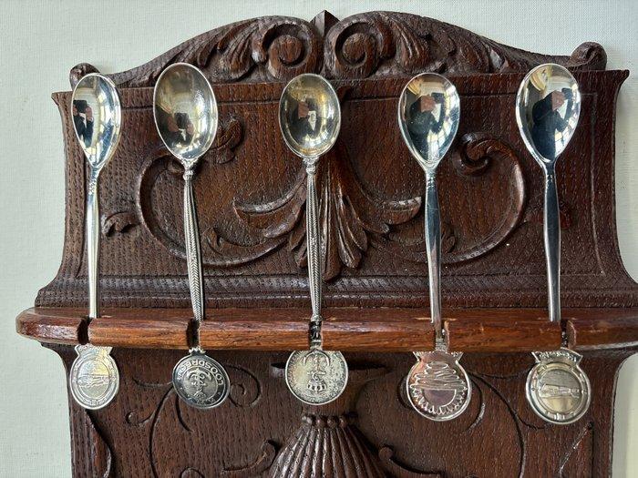 Rek (6) - antiek - Eik - Eiken lepel wandrek, Antiek en Kunst, Curiosa en Brocante