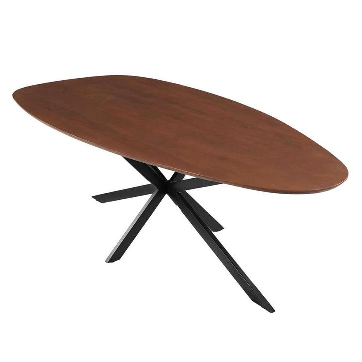 Mangohouten Eettafel Organisch Branwen 220x110 cm Walnoot, Huis en Inrichting, Tafels | Eettafels, Nieuw, Verzenden