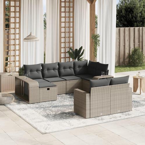 vidaXL 10-delige Loungeset met kussens poly rattan, Tuin en Terras, Tuinsets en Loungesets, Loungeset, Nieuw, Verzenden