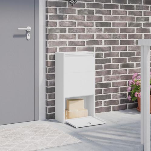vidaXL Pakketafgiftedoos Wit 44x22x82 cm Staal, Tuin en Terras, Brievenbussen, Nieuw, Verzenden
