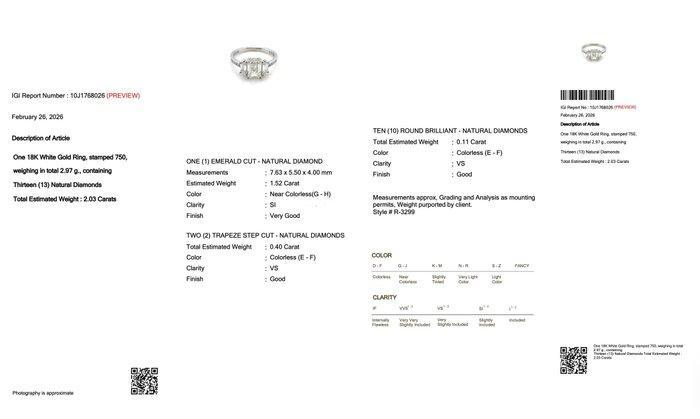 Ring - 18 karaat Witgoud - 2.03ct. tw. Diamant (Natuurlijk), Handtassen en Accessoires, Ringen