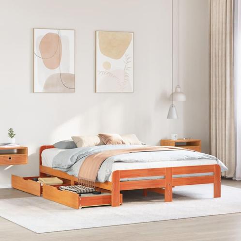 vidaXL Bed met matras massief grenenhout wasbruin 140x190 cm, Huis en Inrichting, Slaapkamer | Bedden, Nieuw, Verzenden