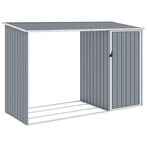 vidaXL Abri à bois de jardin Gris 245x98x159 cm Acier, Tuin en Terras, Tuinhuizen, Verzenden