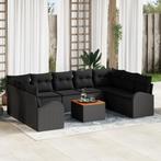 vidaXL Tuinbank Set 10 pcs Zwart Groot Riet, Hout, Stof, Tuin en Terras, Verzenden, Nieuw