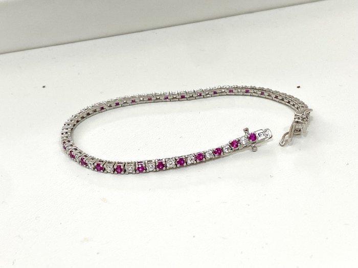 Zonder Minimumprijs - Armband Zilver Robijn - Diamant, Handtassen en Accessoires, Armbanden