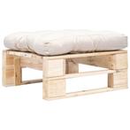 vidaXL Tuinpoef met zandkleurig kussen pallet hout naturel, Tuin en Terras, Verzenden, Nieuw