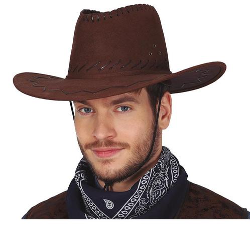 Bruine Cowboy Hoed Leer, Hobby en Vrije tijd, Feestartikelen, Nieuw, Verzenden