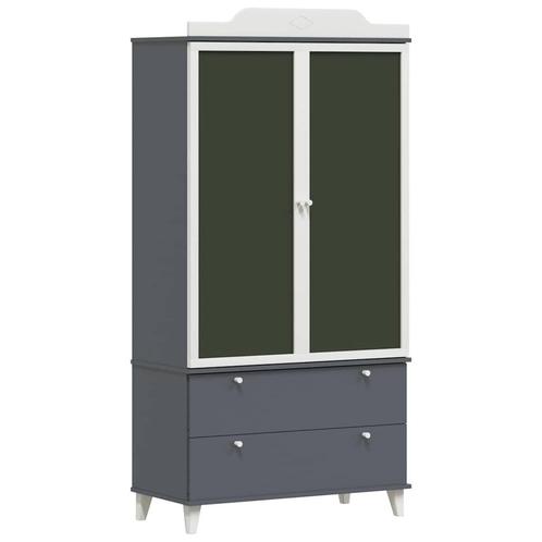 vidaXL Krijtbord Garderobe met lade Grijs en wit Bewerkt, Huis en Inrichting, Kasten | Kleerkasten, Nieuw, Verzenden