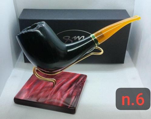 S.M. Pipe - liscia semicurva verde,REGALO curapipe - Pijp -, Collections, Articles de fumeurs, Briquets & Boîtes d'allumettes