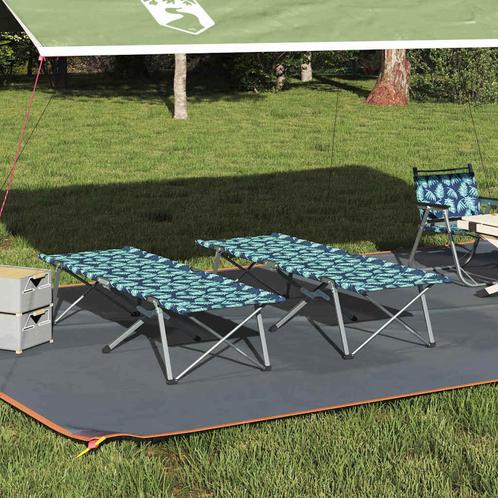 vidaXL Opvouwbaar Campingbed 2 pcs Bladpatroon 62 x 194 x 42, Caravans en Kamperen, Kampeeraccessoires, Nieuw, Verzenden