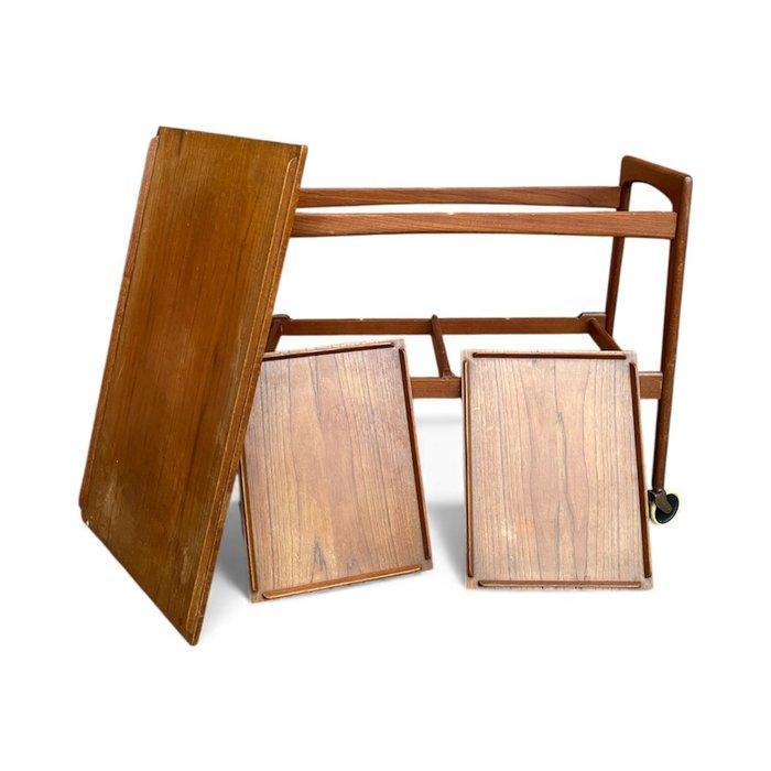 Samcom - Serveerwagen - Teak, Hout - vintage op twee niveaus, Antiek en Kunst, Antiek | Meubels | Stoelen en Sofa's