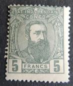 Belgisch-Congo 1887 - Leopold II 5Fr. Grijs Cob # 12 c/v 450, Gestempeld