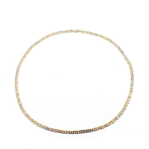 Tricolor gouden heren ketting | 50 cm (solide ketting), Handtassen en Accessoires, Kettingen, Overige kleuren, Gebruikt, Goud
