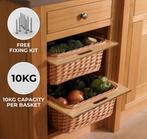 3 x KuKoo Uittrekbare Rieten Manden - 500 mm, Huis en Inrichting, Woonaccessoires | Schalen en Manden, Verzenden, Nieuw