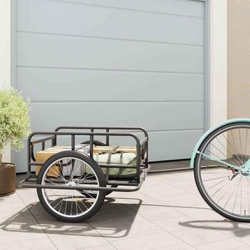 vidaXL Fietstrailer 130x73x48,5 cm staal zwart beschikbaar voor biedingen