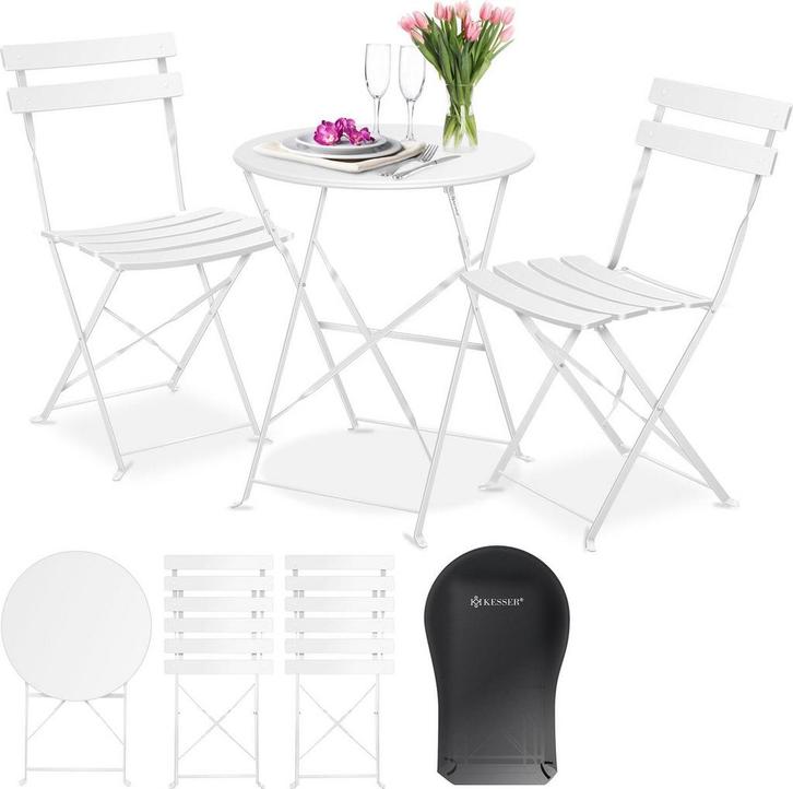 KESSER® Bistroset 2 Persoons - Tuinstoelen - Tuinset - Wit, Jardin & Terrasse, Ensembles de jardin, Envoi