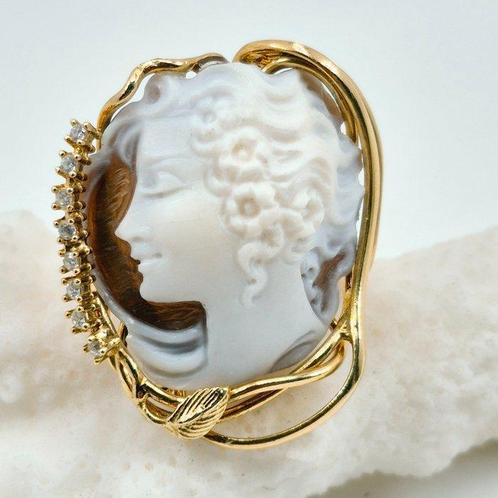 Verguld, Zilver - Ring - HANDGEGRAVEERDE CAMEO, Verzamelen, Dierenverzamelingen