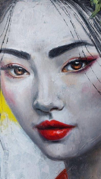 Elisa Brindani - Geisha con tulipani, Antiek en Kunst, Kunst | Schilderijen | Modern