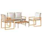 vidaXL 4-delige Loungeset met kussens poly rattan gemengd, Tuin en Terras, Tuinsets en Loungesets, Verzenden, Nieuw, Loungeset