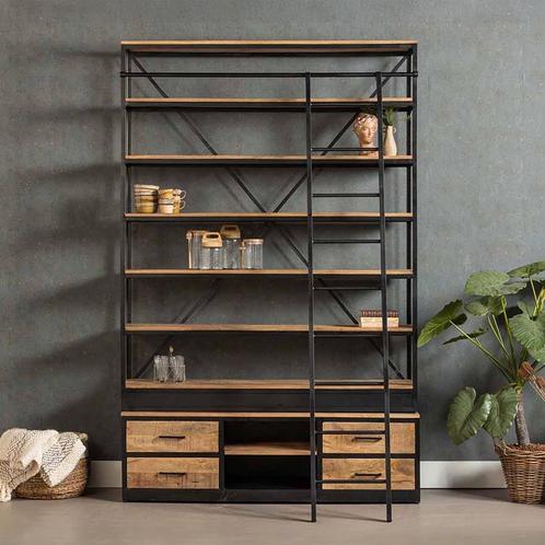 Boekenkast Mangohout Marvin 160x245 cm, Huis en Inrichting, Kasten | Boekenkasten, 50 tot 75 cm, Nieuw, Overige houtsoorten, 200 cm of meer