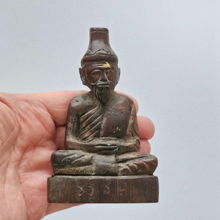 Oud-Chinees Hout Zittende Boeddha op Troonbeeld met Magische, Antiek en Kunst, Antiek | Overige Antiek