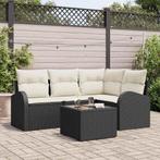vidaXL 4 Delen Tuin Sofa Set met Kussens in Bruin Poly, Tuin en Terras, Verzenden, Nieuw