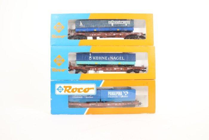 Roco H0 - Modeltrein goederenwagon (3) - Trailerwagens, Hobby en Vrije tijd, Modeltreinen | H0