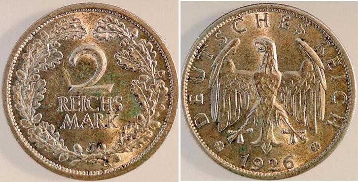 Duitsland 2 Reichsmark 1926j kl Kraetzerchen, Archiv Fran..., Postzegels en Munten, Munten | Europa | Niet-Euromunten, België