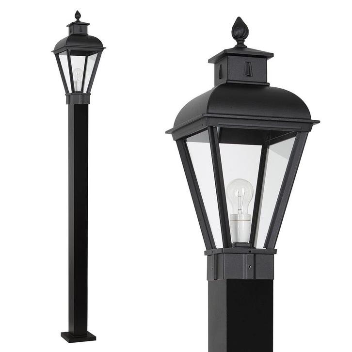 Tuinverlichting klassiek Vondel Lantaarn Zwart, Tuin en Terras, Buitenverlichting, 50 tot 250 watt, Nieuw, Aluminium, Staande lamp