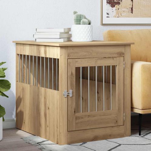 vidaXL Hondenbench 64,5x80x71 cm bewerkt hout artisanaal, Dieren en Toebehoren, Hondenhokken, Nieuw, Verzenden
