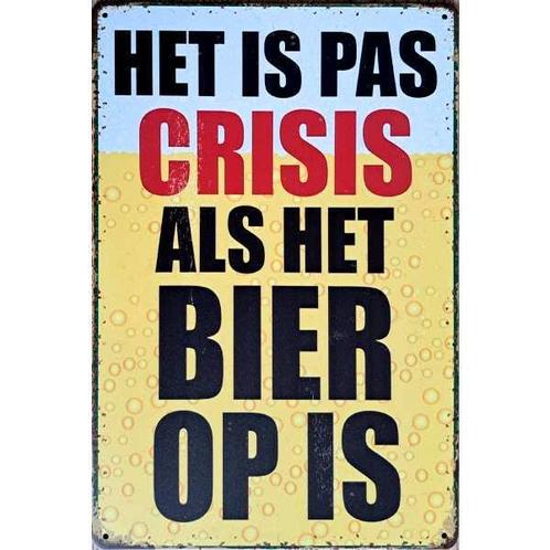 Wandbord reclamebord schild Crisis Bier bord., Verzamelen, Retro, Huis en Inrichting, Verzenden