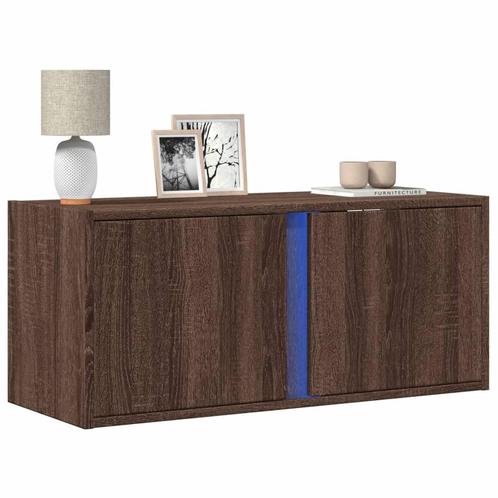 vidaXL Tv-wandmeubel met LED-verlichting 80x31x35 cm bruin, Huis en Inrichting, Kasten |Televisiemeubels, Nieuw, Verzenden
