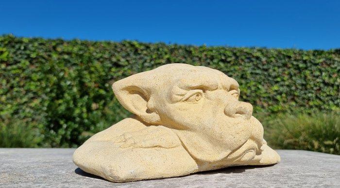 Beeldje - slapende hond - Steen, Antiquités & Art, Curiosités & Brocante