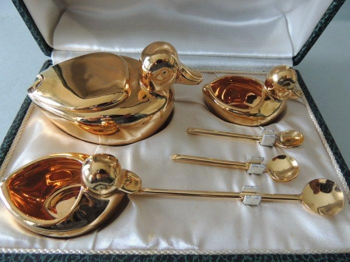 Zout- en pepervaatjes - Grande cane en zijn 2 eendjes die, Antiek en Kunst, Curiosa en Brocante