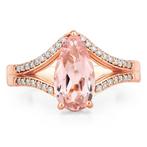 Ring - 14 karaat Roségoud - 1.69ct. tw. Morganiet - Diamant, Nieuw