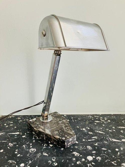 Lampe de bureau - Chrome, Marbre - Lampe Art Déco Bauhaus, Antiek en Kunst, Kunst | Designobjecten