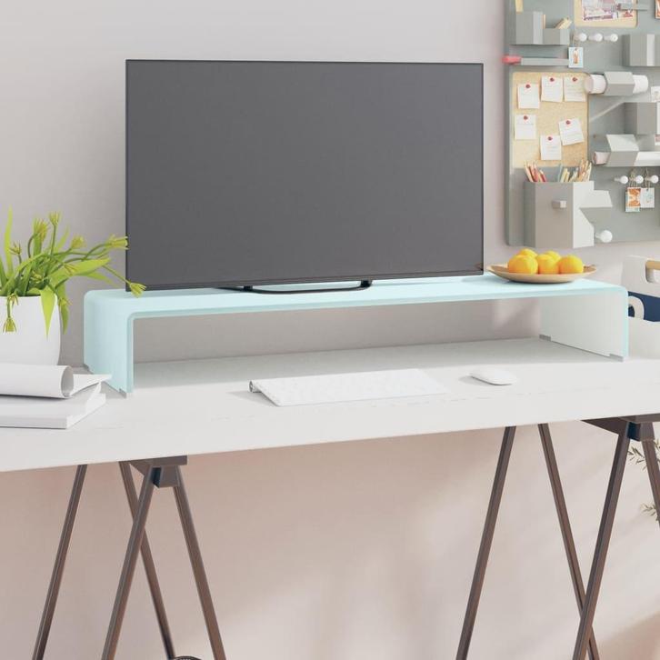 vidaXL Tv-meubel/monitorverhoger 90x30x13 cm glas groen, Huis en Inrichting, Kasten |Televisiemeubels, Nieuw, Verzenden