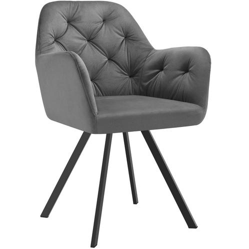 tectake Fluwelen draaistoel Lucia, gestoffeerd - antraciet,, Huis en Inrichting, Stoelen, Verzenden