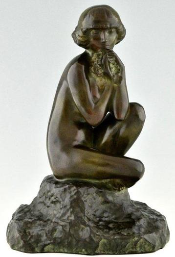 Maxime Real del Sarte - Sculpture, Art Deco zittend naakt