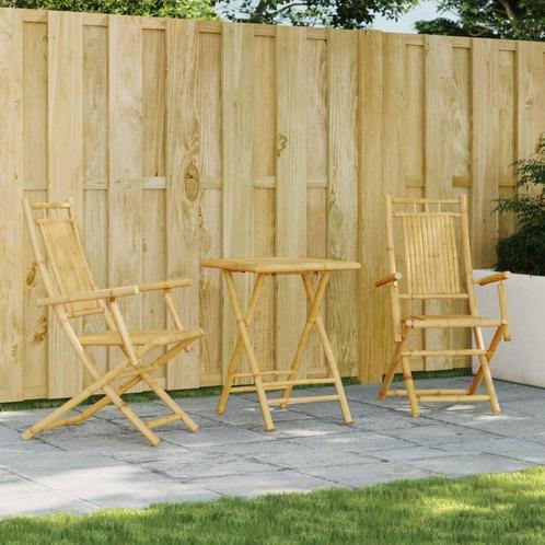 vidaXL 3-delige Bistroset bamboe, Tuin en Terras, Tuinsets en Loungesets, Nieuw, Verzenden