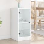 vidaXL Bijzetkast met glazen deuren 35x37x75,5 cm wit, Huis en Inrichting, Kasten | Dressoirs, Verzenden, Nieuw