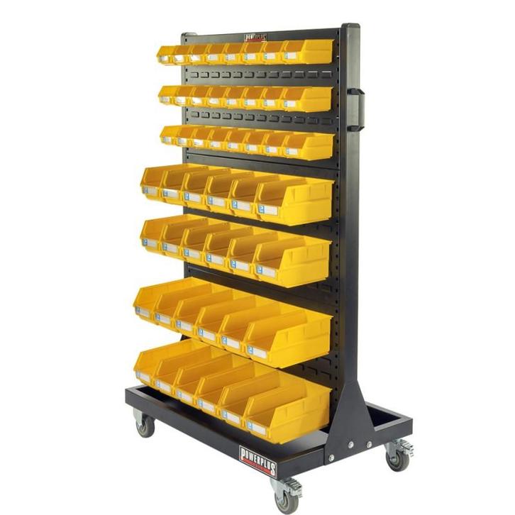 Verrijdbare trolley met 48 magazijnbakken – verrijdbaar, Doe-het-zelf en Bouw, Gereedschapskisten, Ophalen of Verzenden